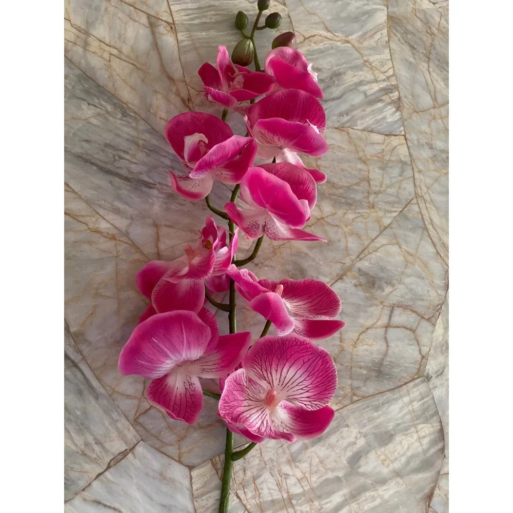 Fuchsia Pink Artificial Orchid Stem Realistic Silk Phalaenopsis Floral Decor